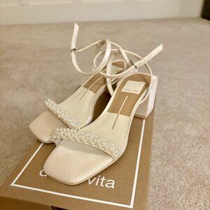 Dolce Vita Cream Pearl Embellished Heels
